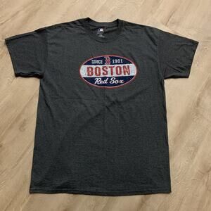 MLB Boston Red Sox Since 1901 Oval Logo T-Shirt Men's Large L Gray Short Sleeve